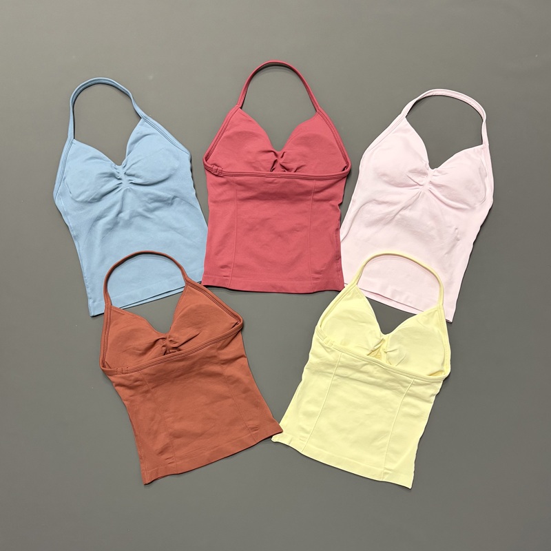 Halter Neck Top - Camiseta Deportiva sin Costuras para Mujer,