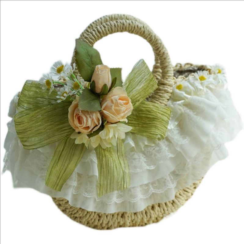 Beach Bag Straw - Bolso tejido de paja de encaje