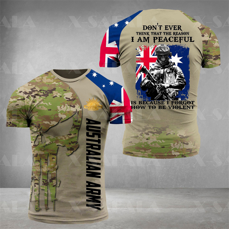 Summer Clothing Australia - Camiseta estampada de calavera militar del