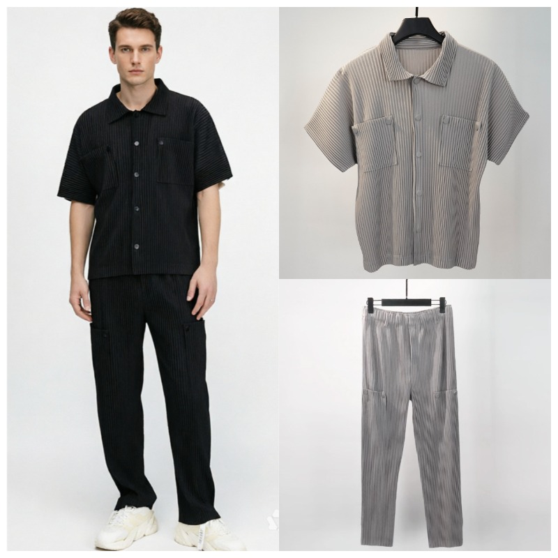 Summer Clothing Sets - Conjunto de Camisa Plisada Miyake para