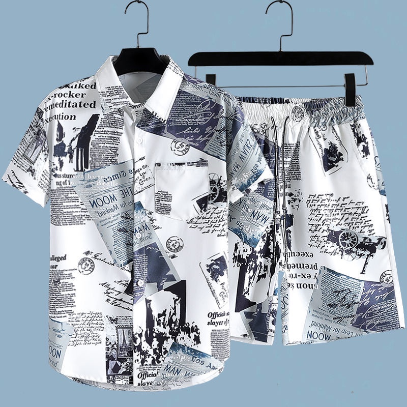 Beach Shirt Hawaiian - Conjunto de 2 Piezas para Hombre