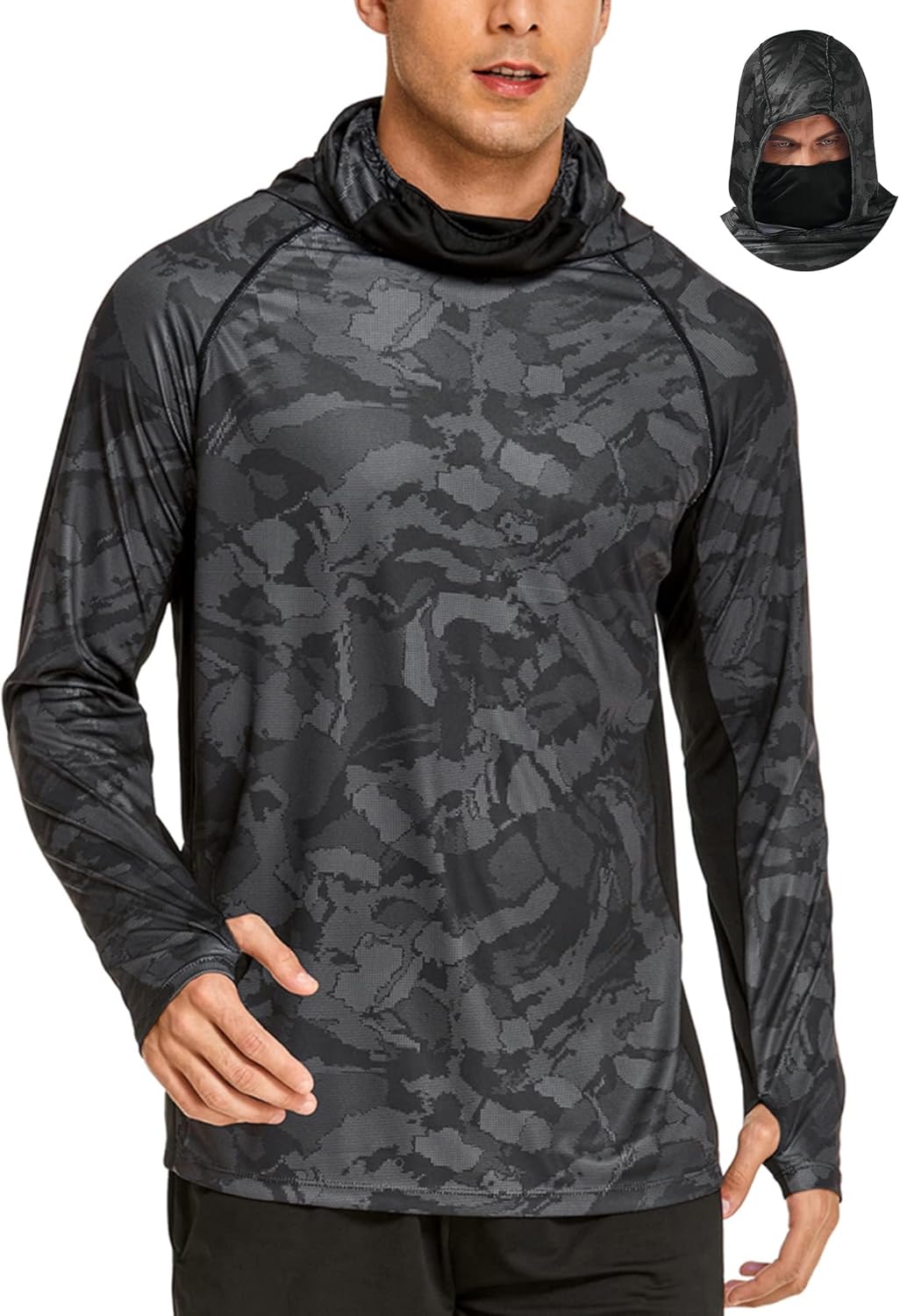 Rash Guard Long Sleeve - Camisetas de Pesca con Capucha y