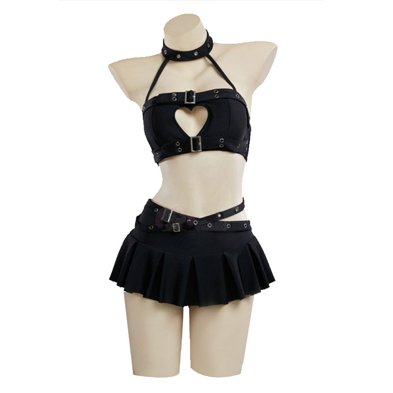 Halter Neck Top - Traje de baño gótico Punk con