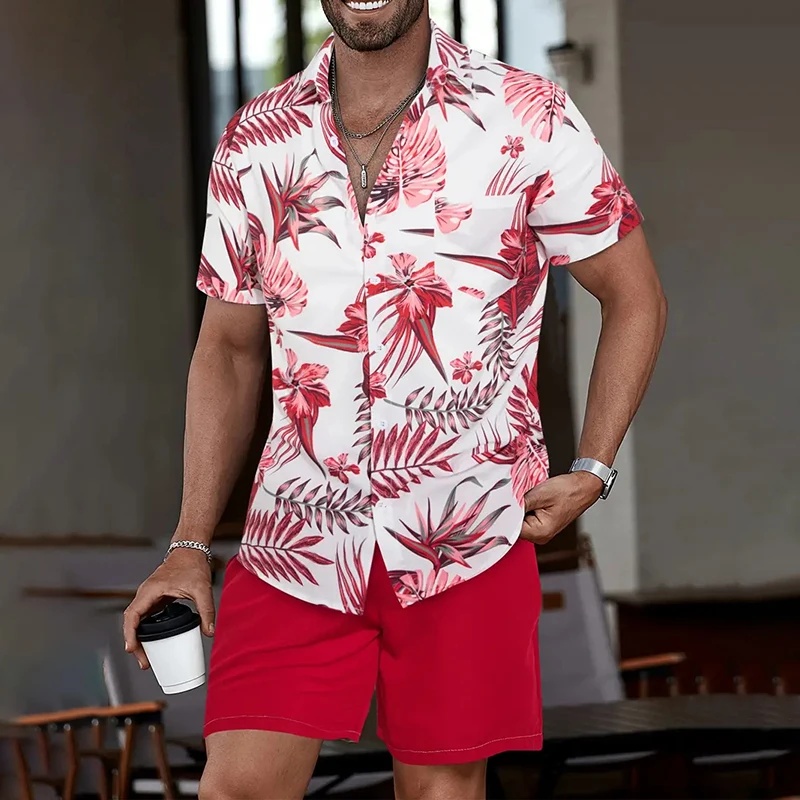 Beach Shirt Hawaiian - Camisa Hawaiana de Manga Corta y