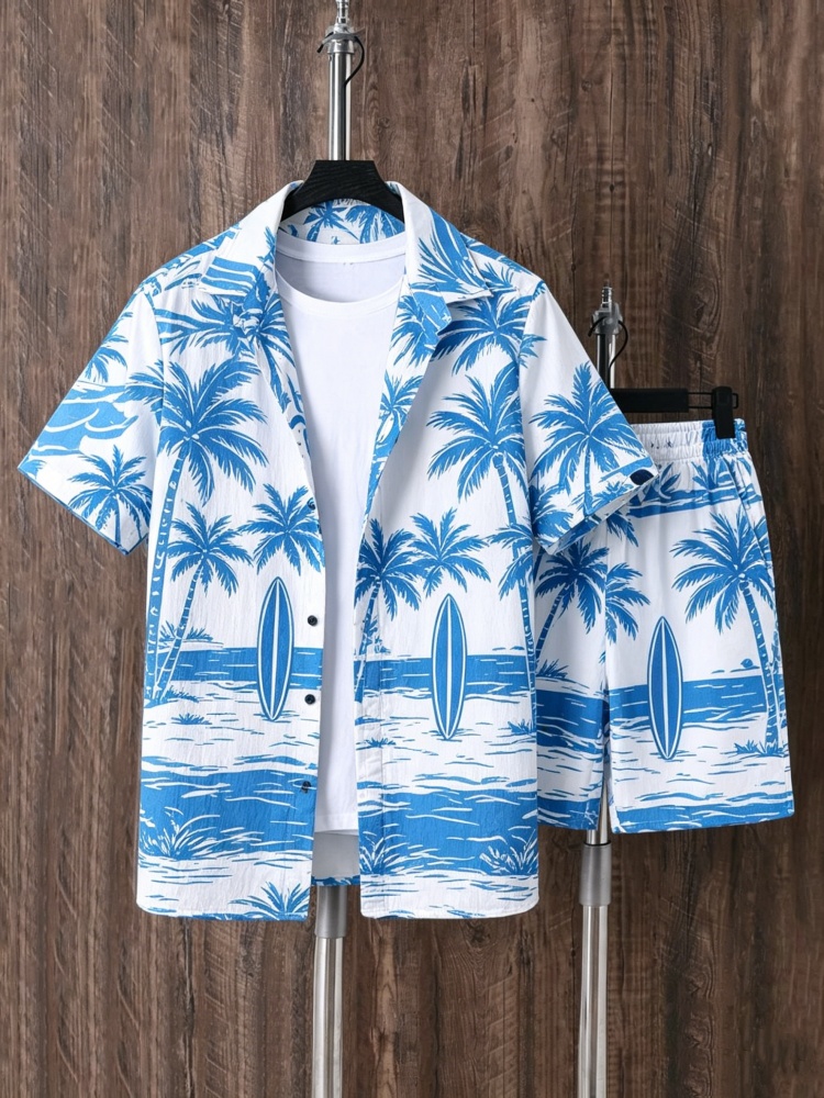 Beach Shirt Hawaiian - Conjunto de Camisa de Manga Corta