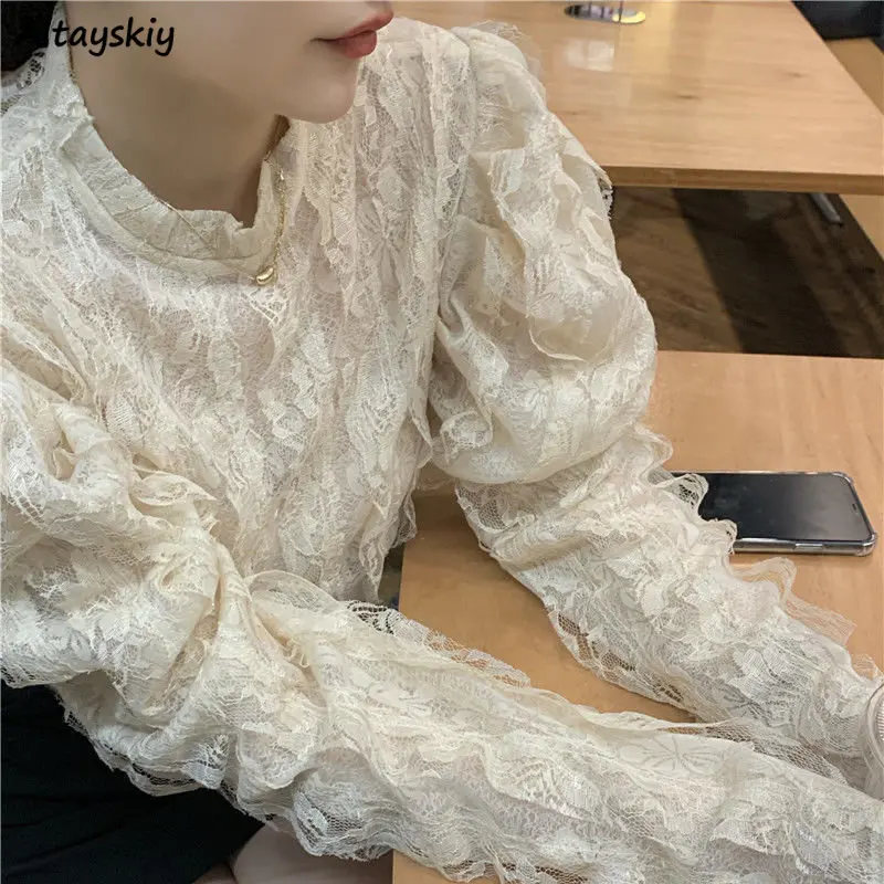 Crop Blouse Linen - Blusas Vintage de estilo francés para