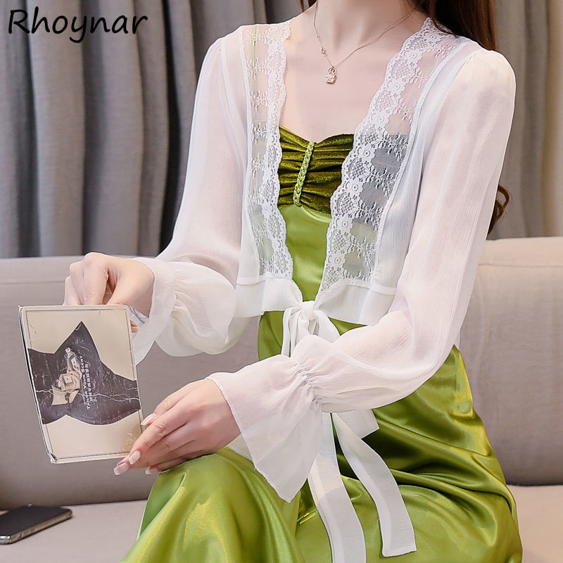 Crop Blouse Linen - Blusas dulces para mujer, manga acampanada,