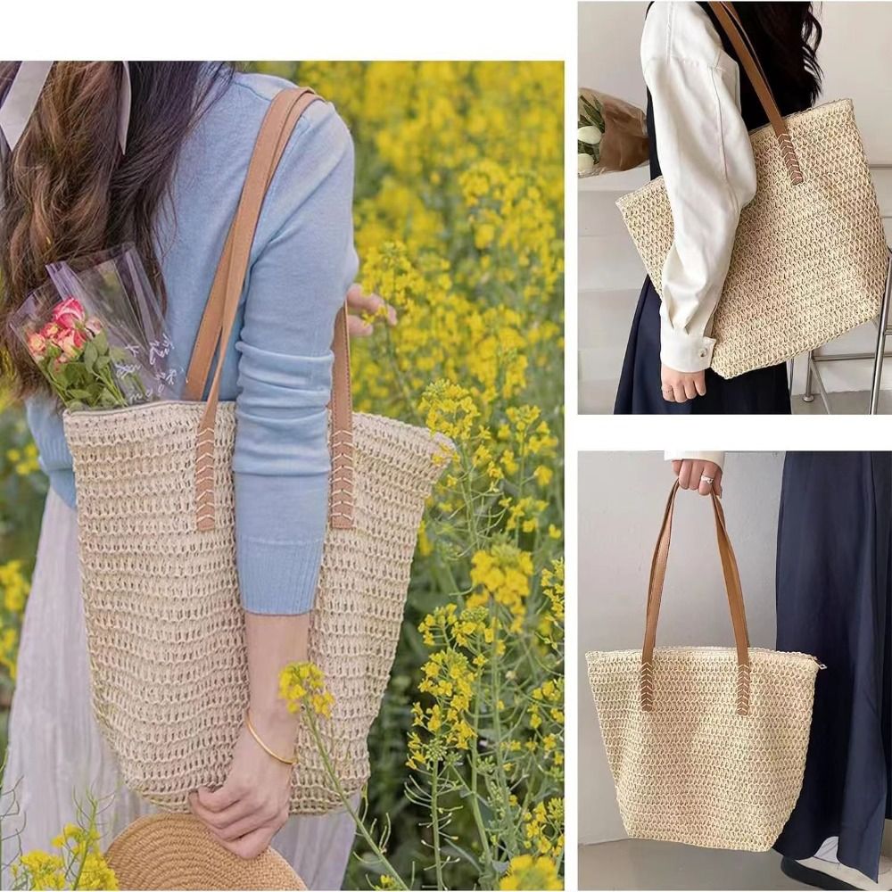Bolso de mano de rafia tejida  - Beach Bag Straw reseña y precio