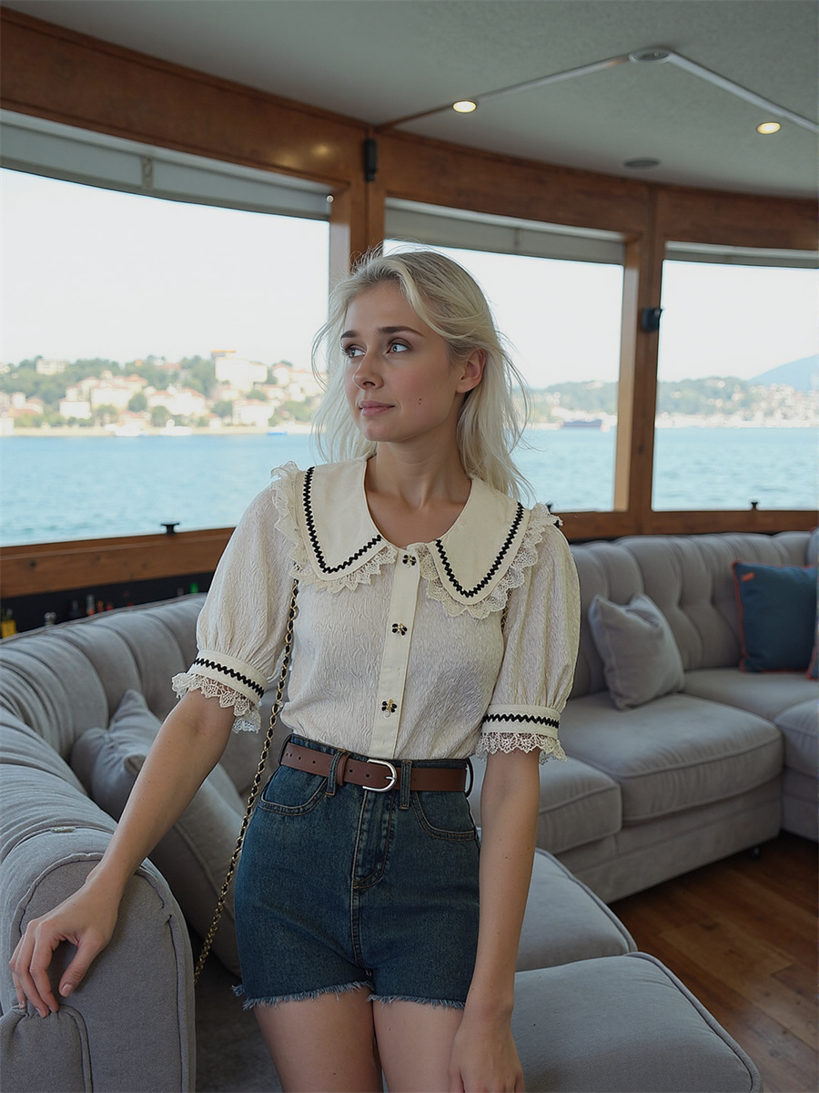 Camisas bonitas de encaje, blu - Crop Blouse Linen reseña y precio