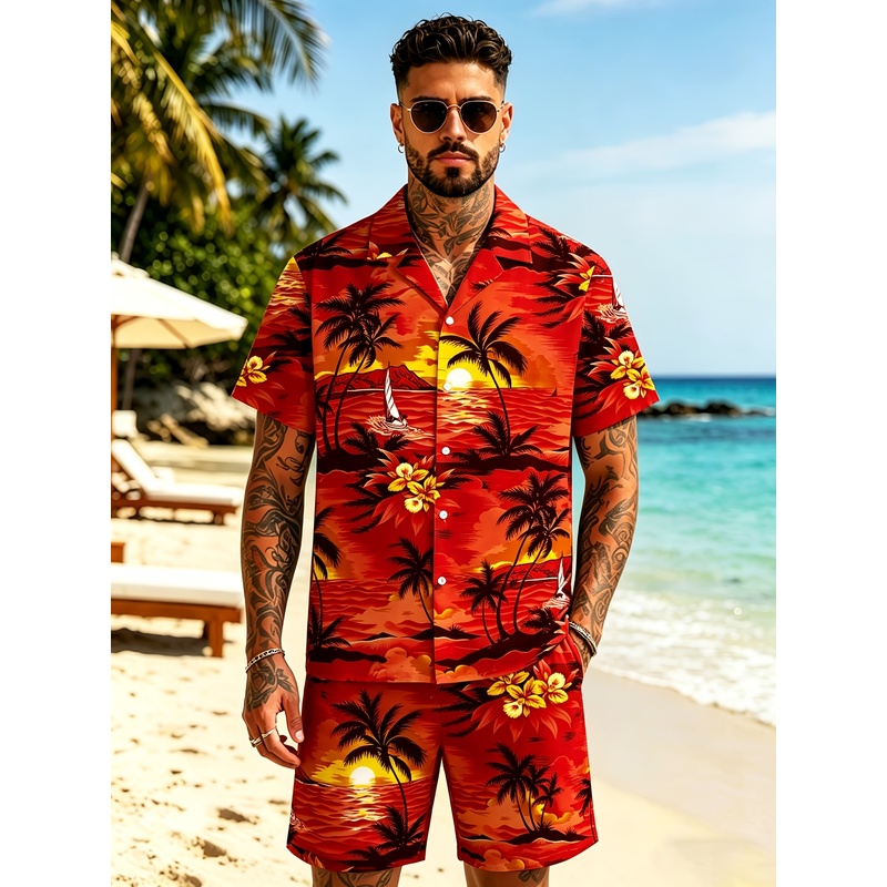 Conjunto de dos piezas de cami - Beach Shirt Hawaiian reseña y precio