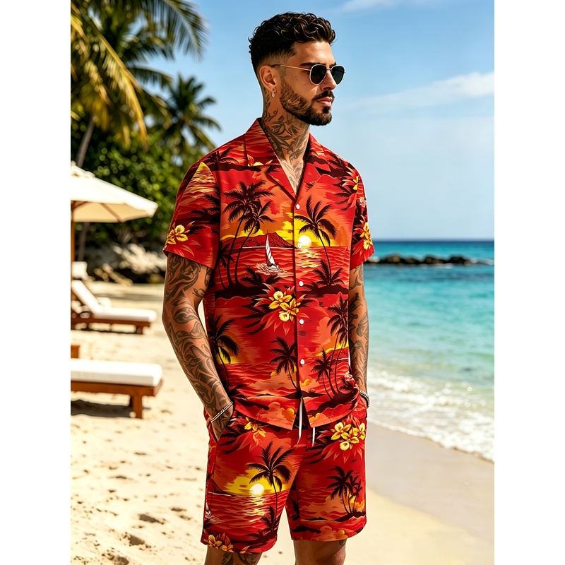 Conjunto de dos piezas de cami - Beach Shirt Hawaiian reseña y precio