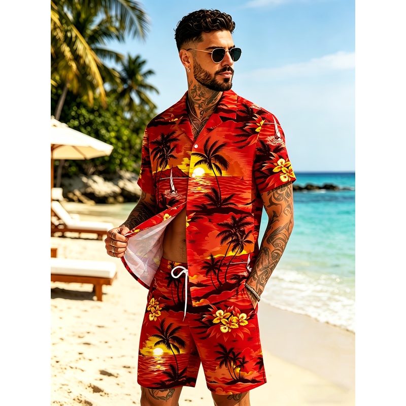 Conjunto de dos piezas de cami - Beach Shirt Hawaiian reseña y precio
