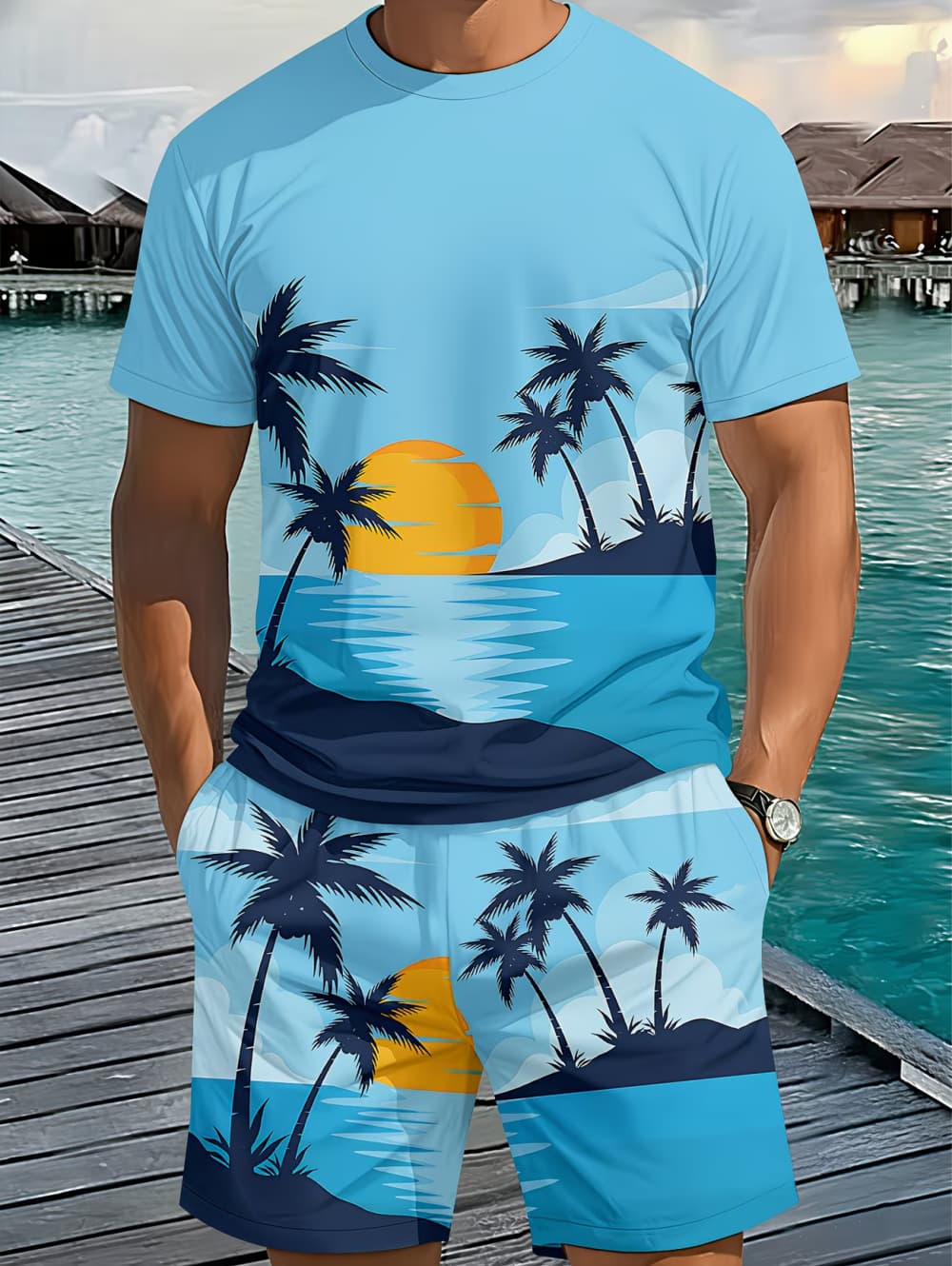 Conjunto de 2 Piezas para Homb - Beach Shirt Hawaiian reseña y precio