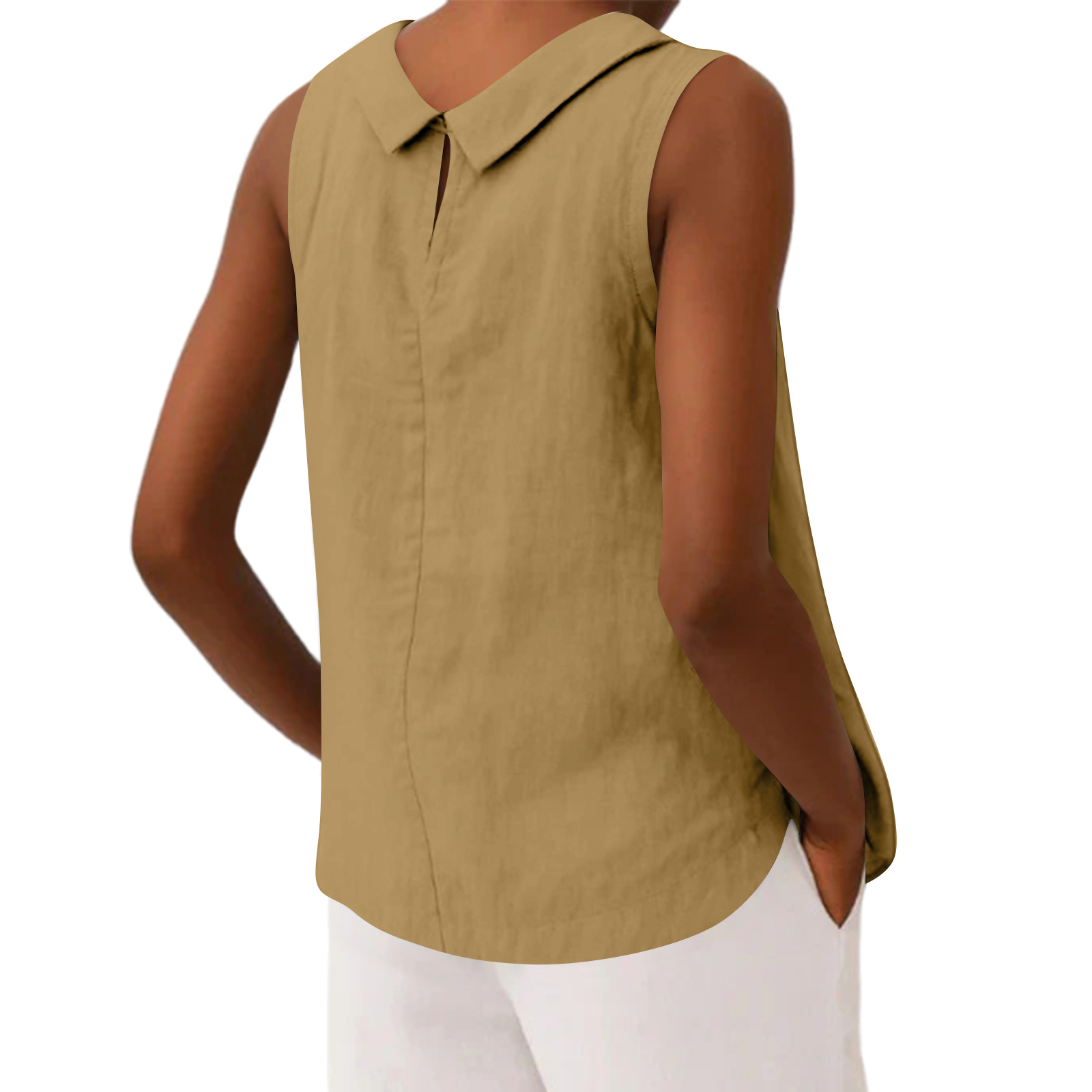 Blusa sin mangas de algodón y  - Crop Blouse Linen reseña y precio