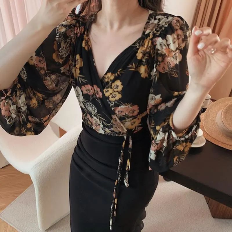 Blusas florales Vintage de est - Crop Blouse Linen reseña y precio