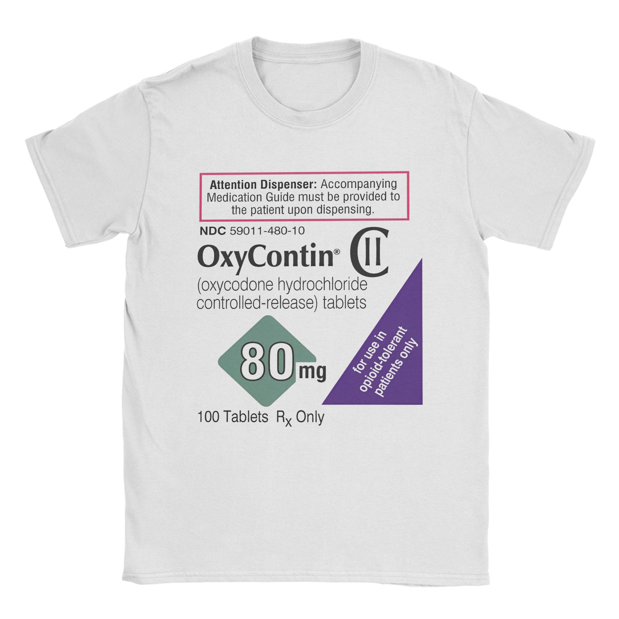 Oxycontin, camisetas con etiqu - Summer Clothing Label reseña y precio