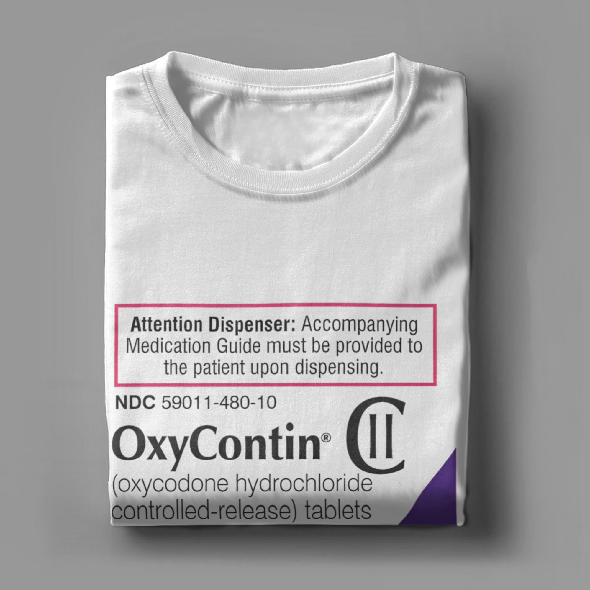 Oxycontin, camisetas con etiqu - Summer Clothing Label reseña y precio