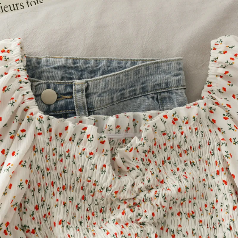 Blusas con cordones florales p - Crop Blouse Linen reseña y precio