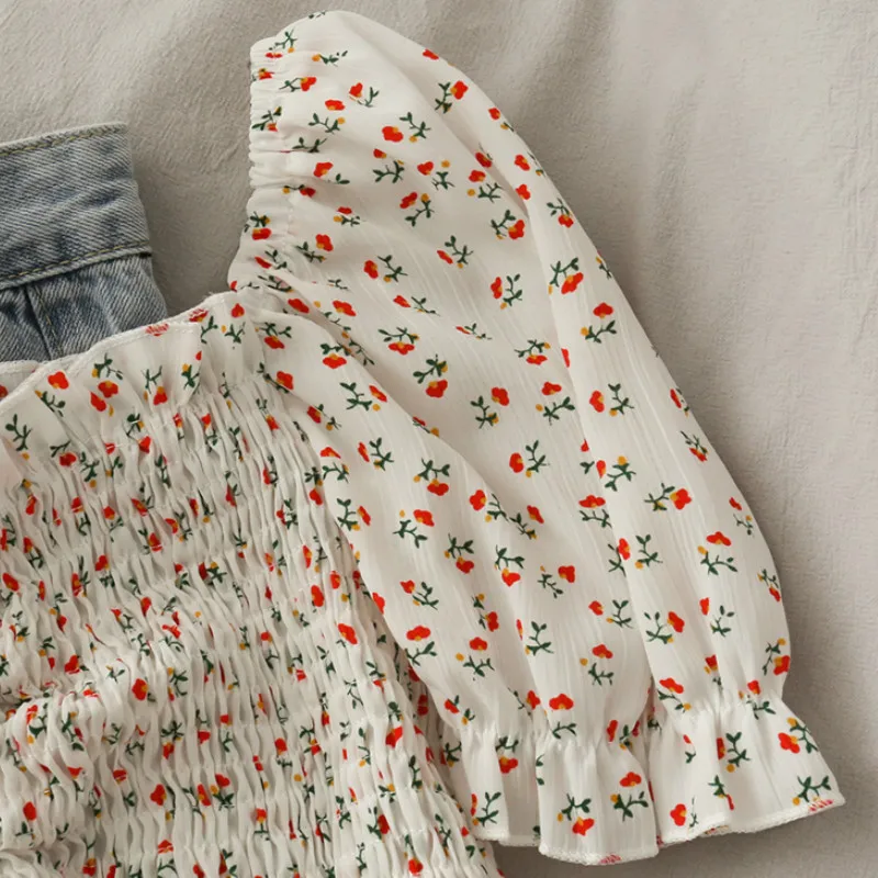 Blusas con cordones florales p - Crop Blouse Linen reseña y precio