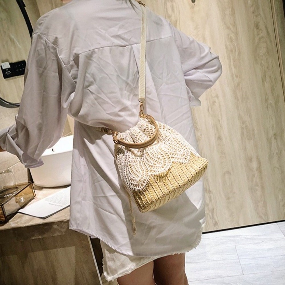 Bolso de Hombro de Paja con En - Beach Bag Straw reseña y precio