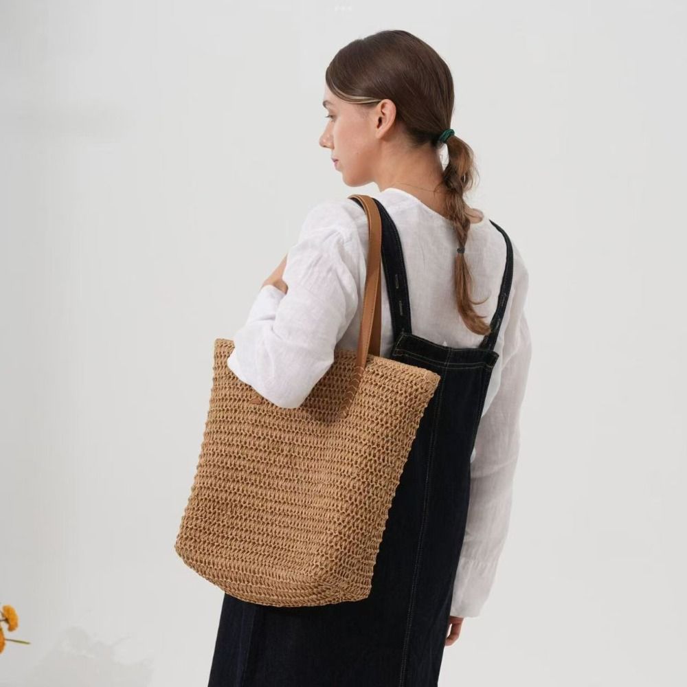 Bolso Tote de Rafia Tejida de  - Beach Bag Straw reseña y precio