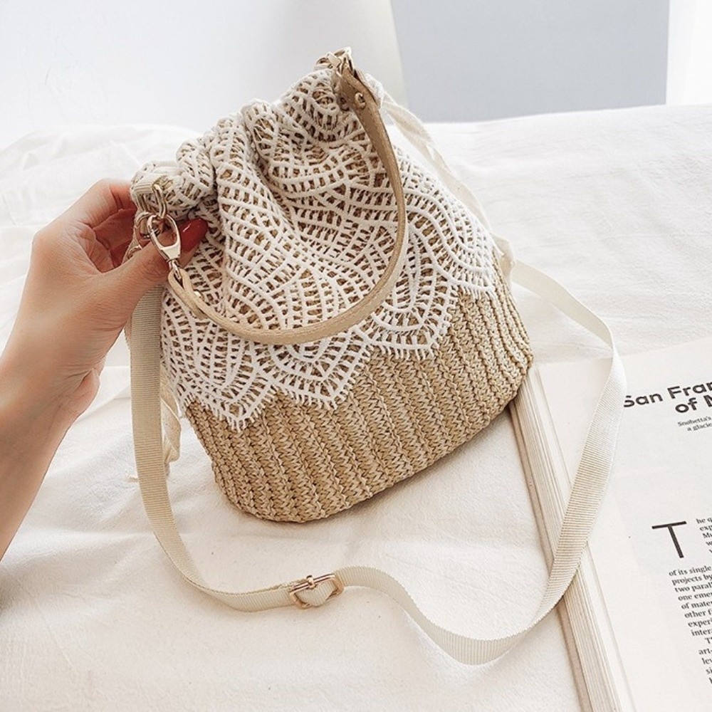 Bolso de hombro portátil de pa - Beach Bag Straw reseña y precio