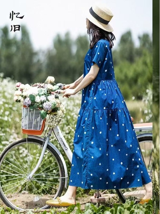 Vestido Azul de Algodón Puro c - Summer Clothing Label reseña y precio