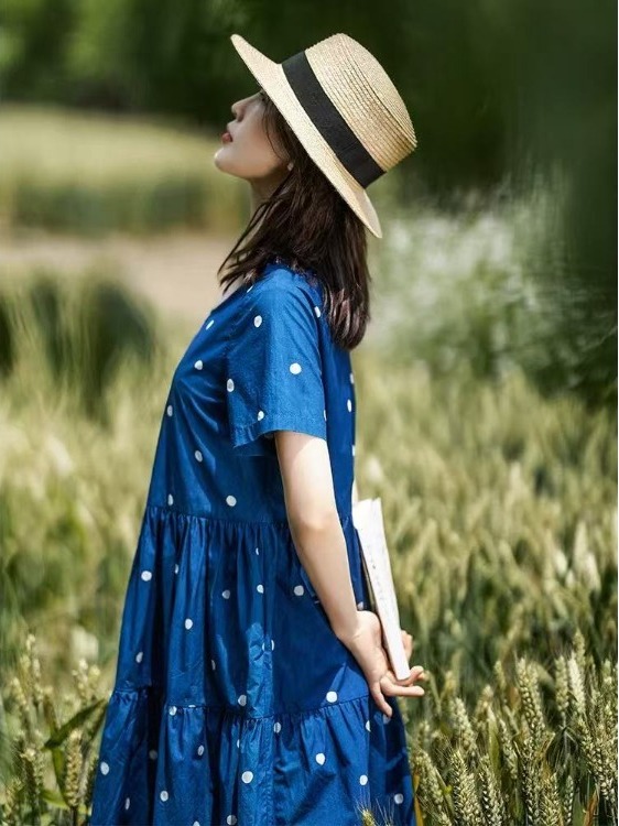 Vestido Azul de Algodón Puro c - Summer Clothing Label reseña y precio
